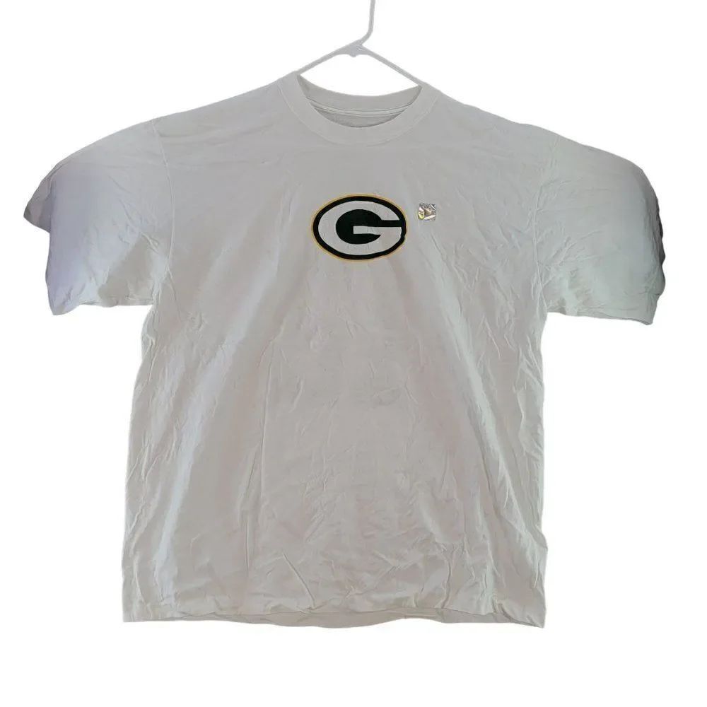 NFL Reebok Green Bay Packers White Short Sleeve T-shirt Sz XL
